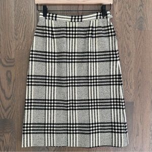Pendleton 100% Wool Plaid Pencil Skirt in Cream and Black Crosshatch 26" Waist